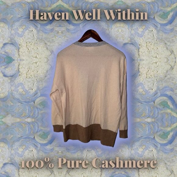 Haven Well Within Camel 100% Cashmere Cardigan Sweater Size M - Picture 6 of 6